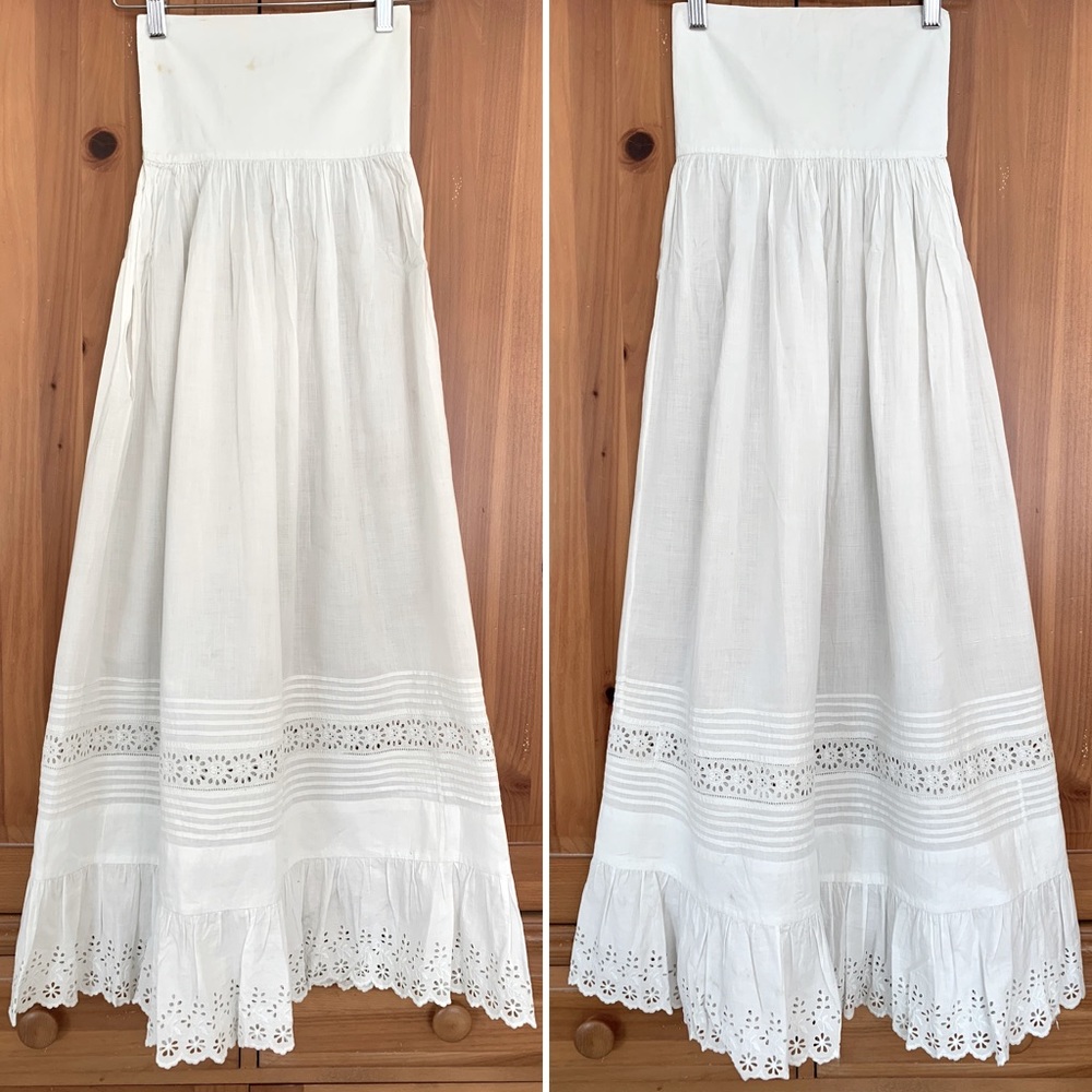 Vintage Edwardian white cotton skirt Pintuck Lace